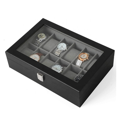 Contenitore di gioielli di vetro dell'orologio del regalo del bordo del MDF del legno duro EVA Insert