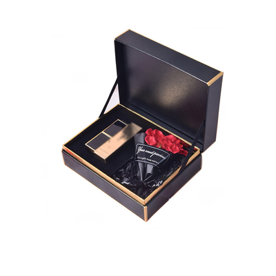 Contenitore di regalo cosmetico UV del punto che imballa i contenitori di carta neri dell'oro di 2mm