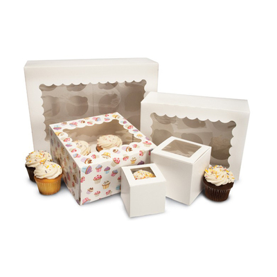 Singolo Mini Kraft Paper Cupcake Cake inscatola 2 4 6 12 fori per il Natale di nozze