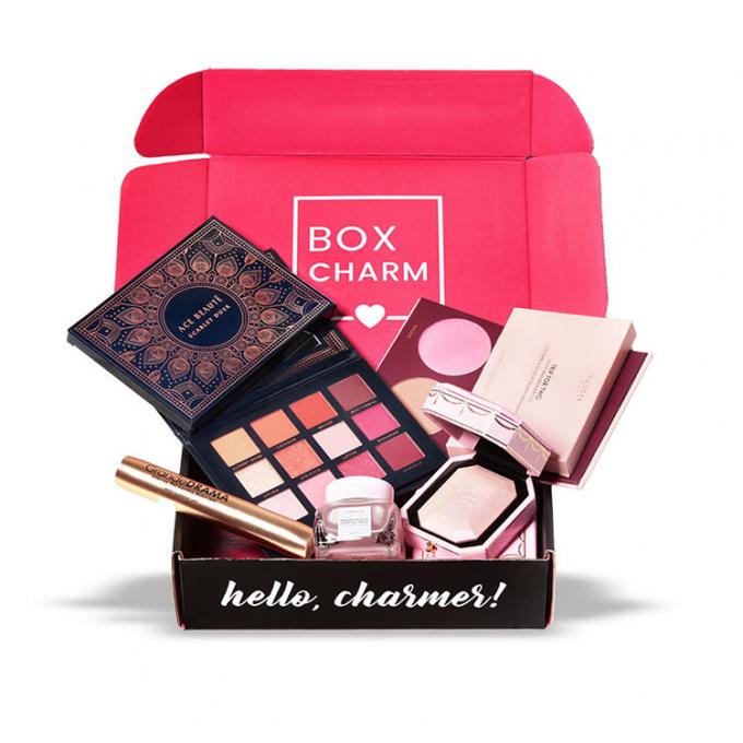 Rivestimento acquoso di Flip Cosmetic Packaging Paper Box del cartone rosa PDF di AI 3