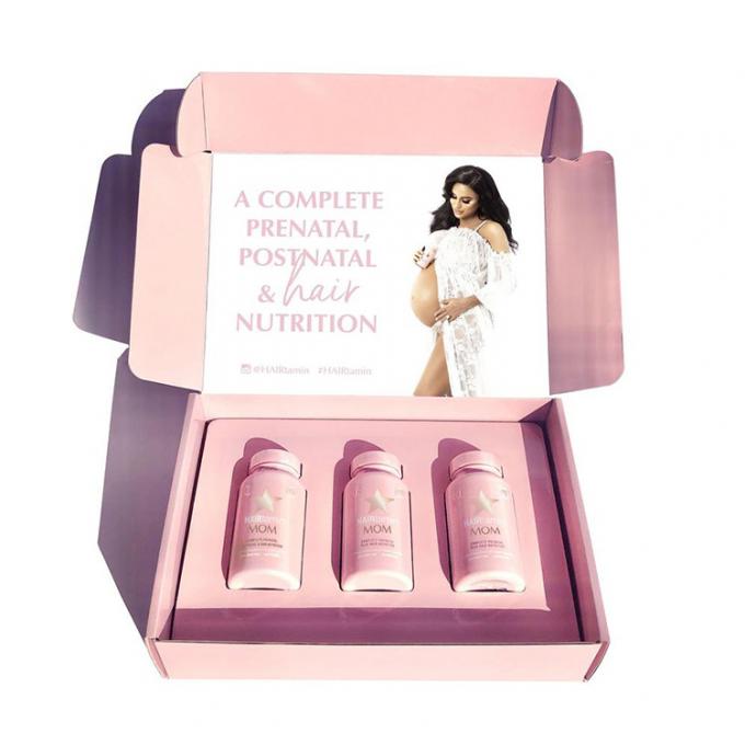 Rivestimento acquoso di Flip Cosmetic Packaging Paper Box del cartone rosa PDF di AI 2